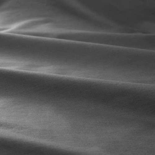 LUKTJASMIN Quilt cover and pillowcase, dark grey, 150x200/50x60 cm