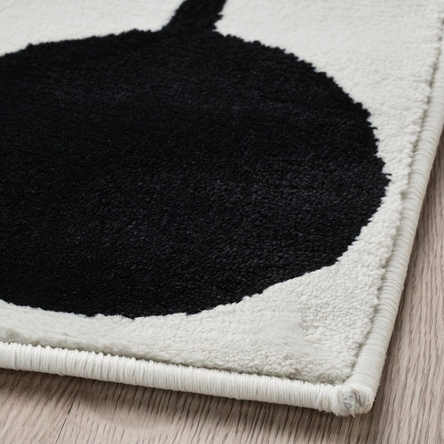 VÄNDPLATS Rug, low pile, white/black dotted, 133x195 cm