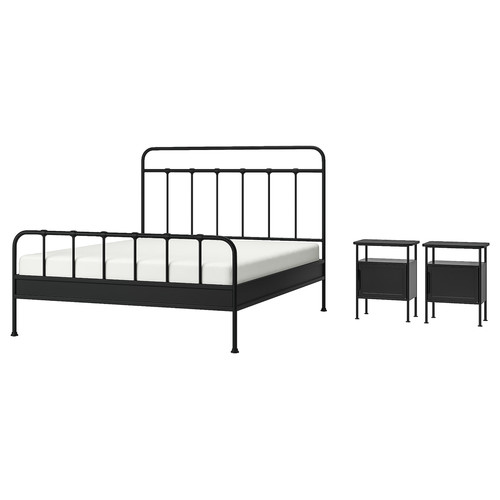 STJÄRNÖ / GRÅFJÄLLET Bedroom furniture, set of 3, anthracite, 160x200 cm