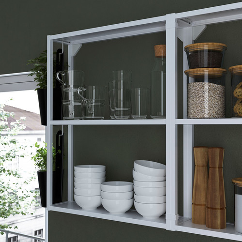 ENHET Kitchen, white/oak effect white, 323x63.5x241 cm