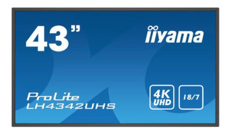 Iiyama 43" Monitor 4K 18/7 SDM IPS LAN PION 500cd/m2 OS8.0 LH4342UHS-B3