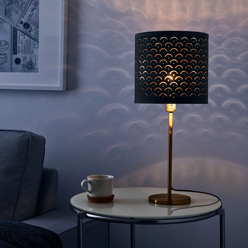 NYMÖ / SKAFTET Table lamp, black brass/brass