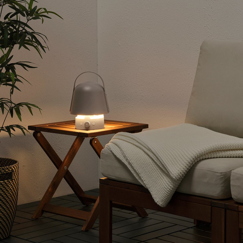 VAPPEBY Bluetooth speaker lamp, outdoor/grey