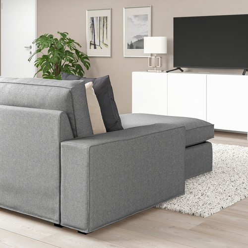KIVIK Corner sofa, 6-seat w chaise longue, Tibbleby beige/grey