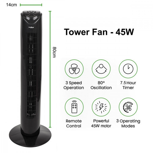 GreenBlue Tower Fan with Remote Control 45W GB645
