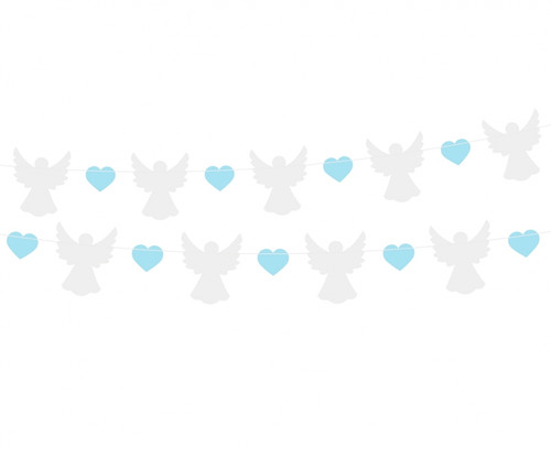 Paper Decorative Garland Angels & Blue Hearts 150cm