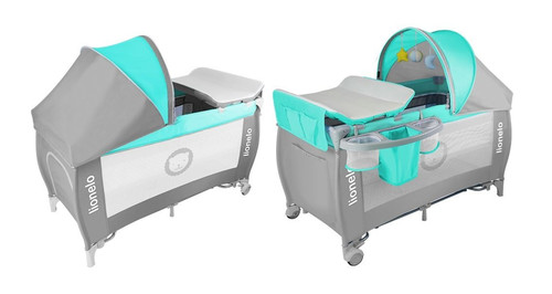 Lionelo Baby Bed Sven, grey/turquoise