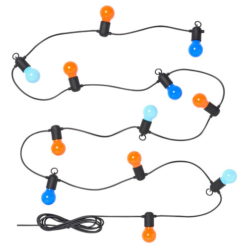 SOLVINDEN LED lighting chain with 12 bulbs, outdoor/multicolour