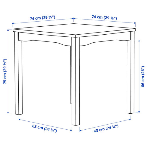 HAUGA / STEFAN Table and 2 chairs, grey/brown-black, 74x74 cm