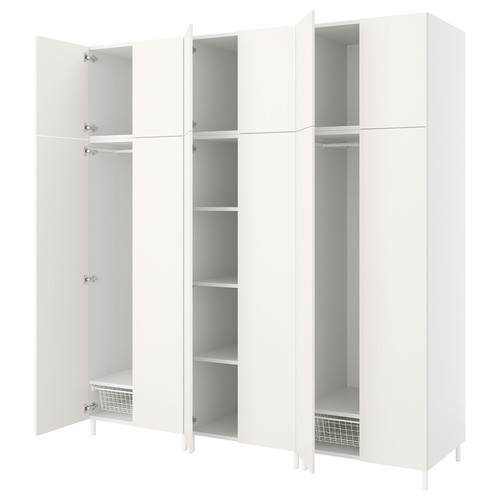 PLATSA Wardrobe with 12 doors, white/Fonnes white, 240x57x251 cm