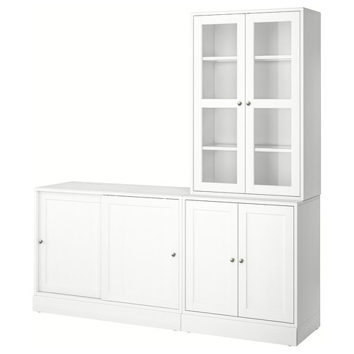 HAVSTA Storage combination w sliding doors, white, 202x47x212 cm