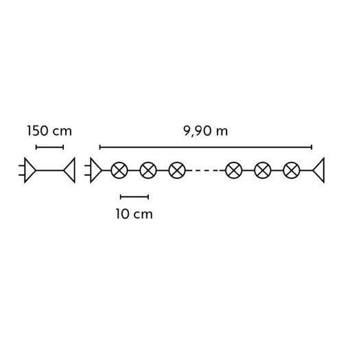 Christmas Lights 100 LED Bulinex 9.9 m, outdoor, warm white