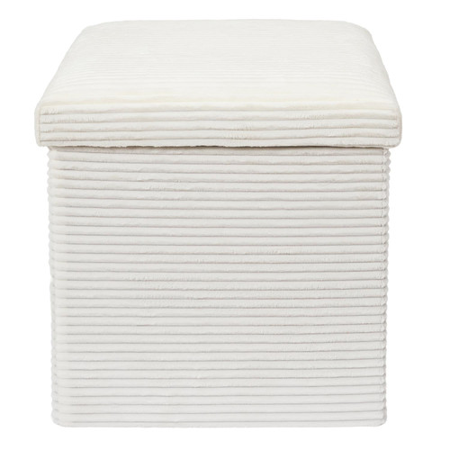 Folding Pouffe, corduroy, white
