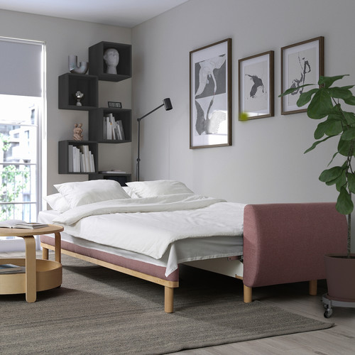 GRUNNARP 3-seat sofa-bed, Gunnared light brown-pink