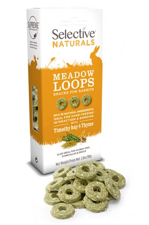 Selective Naturals Meadow Loops Snacks for Rabbits Timothy Hay & Thyme 80g