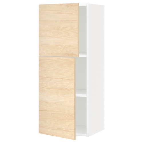 METOD Wall cabinet with shelves/2 doors, white/Askersund light ash effect, 40x100 cm