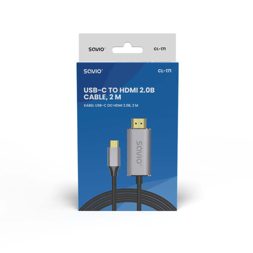 Savio Cable HDMI 2.0B- USB-C v3.1 2m CL-171